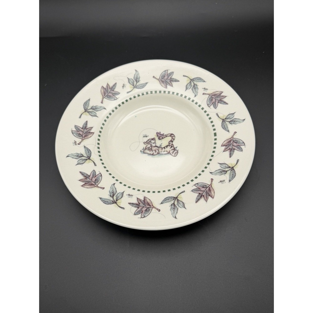 Set Of2 DISNEY Stoneware 8 oz. RIMMED SOUP BOWL (Winnie the Pooh, Leaf & Animal